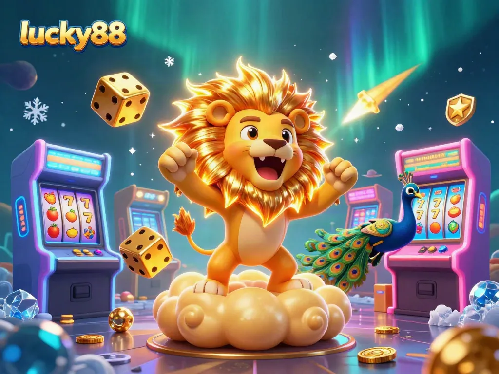 Experience thrilling wins with lucky88 in a vibrant 3D casino filled with dynamic game elements and characters.