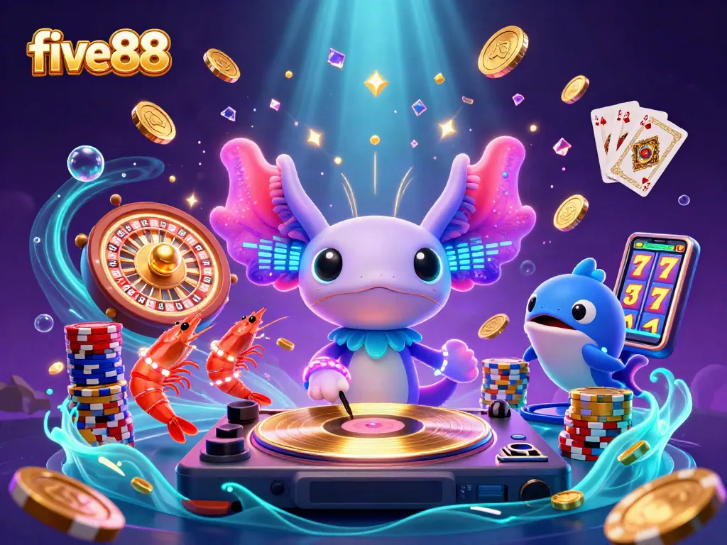 Experience thrilling moments at five88 with vibrant underwater casino characters and game elements.