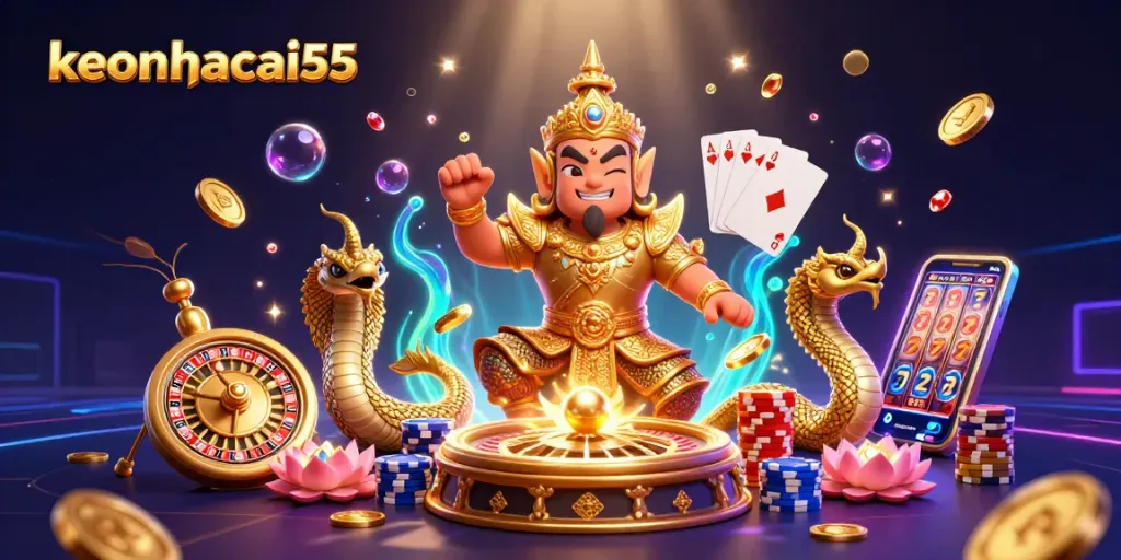 Experience thrilling gameplay at keonhacai55 with vibrant characters and dynamic casino elements.