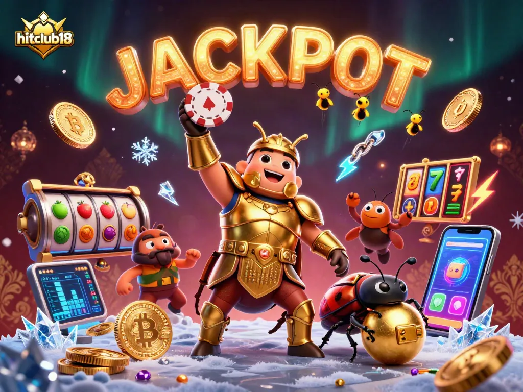 Experience a thrilling victory with hitclub18 in this vibrant casino-themed 3D illustration.