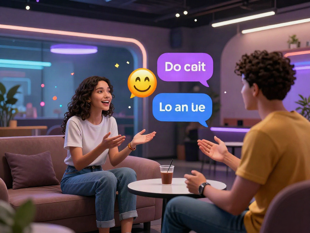 Engaging porn AI chat scene with avatars in a virtual lounge environment