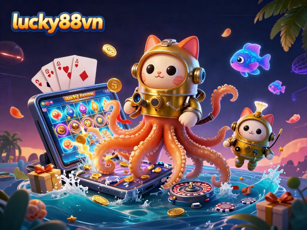 Engage with lucky88vn's thrilling casino experience featuring animated games and underwater vivid elements.