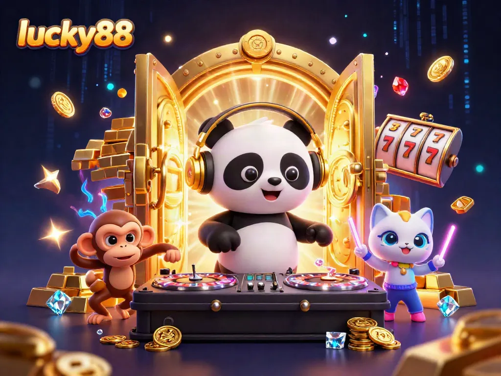 Engage in explosive fun at lucky88's vibrant casino scene with animated characters and dynamic gaming elements.