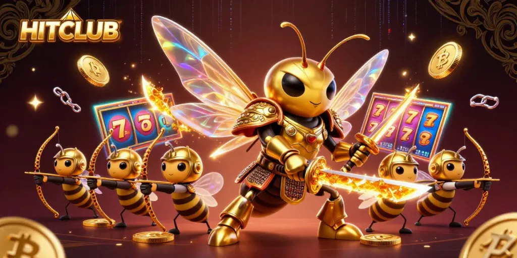 Experience excitement at HITCLUB with a captivating 3D illustration featuring dynamic gambling elements.