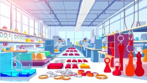 Acrylic keychain manufacturer crafting colorful custom designs for promotional products.