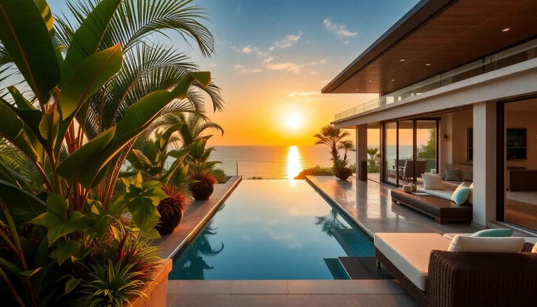 Villa management Phuket: Enjoy stunning sunset views and elegant design of tropical villa.