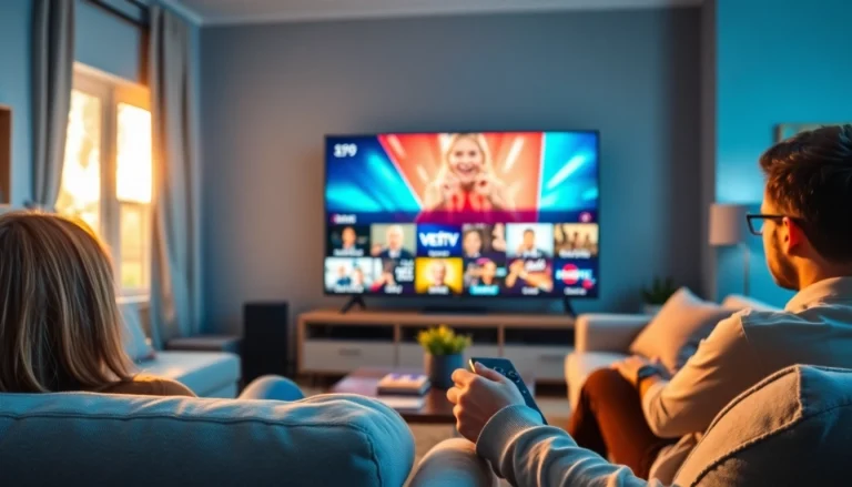 Engage with iron tv pro showcased on a sleek television in a modern living room.