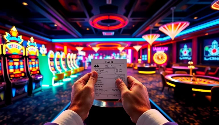 Online gambling excitement with vibrant visuals at https://topxx88.com featuring slot machines and poker tables.