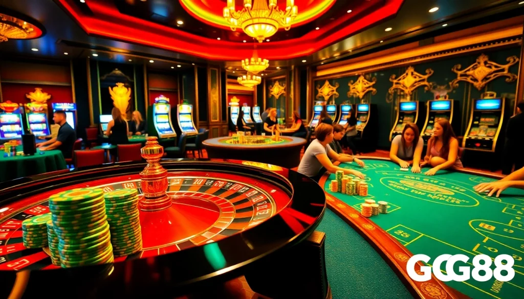 Experience the thrill at GG88 casino with vibrant tables, exciting games, and packed play areas.