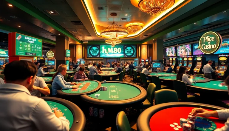 Engaging scene of online gambling at http://hm88.blue/ with vibrant casino atmosphere.