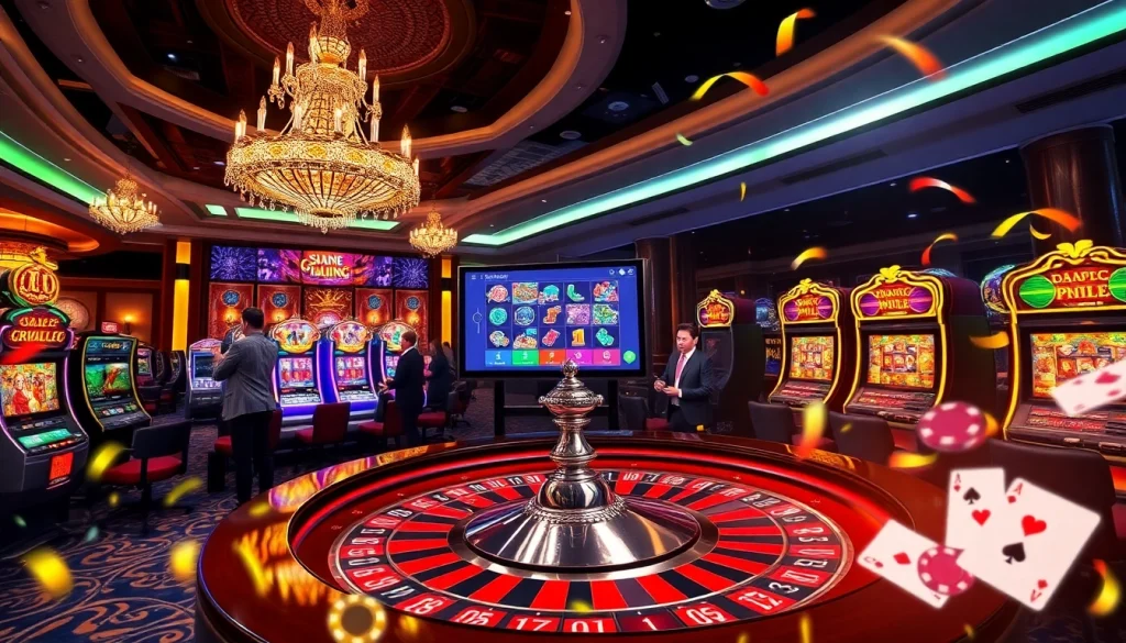 Experience thrilling gaming excitement at https://777vip.bio/ with vibrant colors and engaged players at a luxurious casino table.