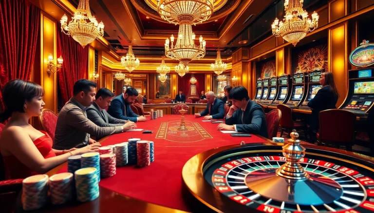 Experience the thrill of high-stakes poker and roulette at ok8386.com with vibrant casino visuals.