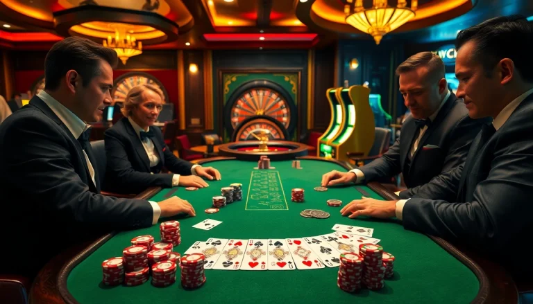 High-stakes poker game scene at https://u888hii.com/, featuring players and vibrant casino visuals.