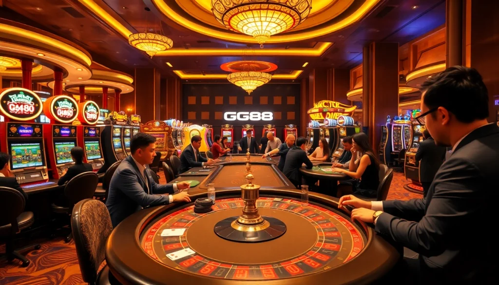 Experience the excitement of GG88 casino gaming with dynamic tables and vibrant slot machines.