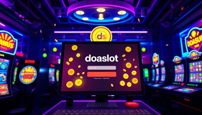 Experience seamless doaslot login with vibrant gaming visuals showcasing exciting slots and digital interfaces.