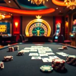 Experience thrilling gameplay at https://jun88buzz.info/ with an exciting poker table scene featuring chips and cards.