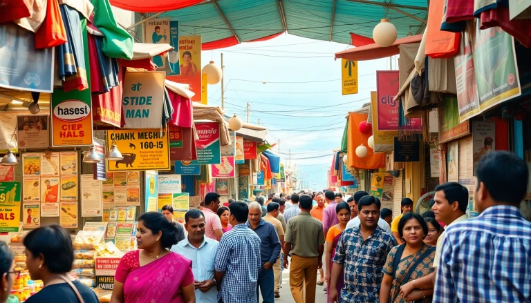 Hela Ad vibrant marketplace in Sri Lanka bustling with interactions and colorful stalls.