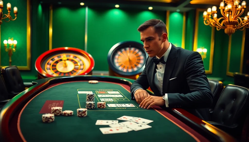 Win big at Lc88 with a strategic blackjack play at a luxurious casino table.