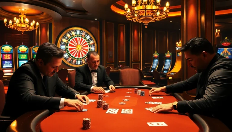 Experience high-stakes thrills at https://king88.limited/ with an elegant poker game in a luxurious casino setting.