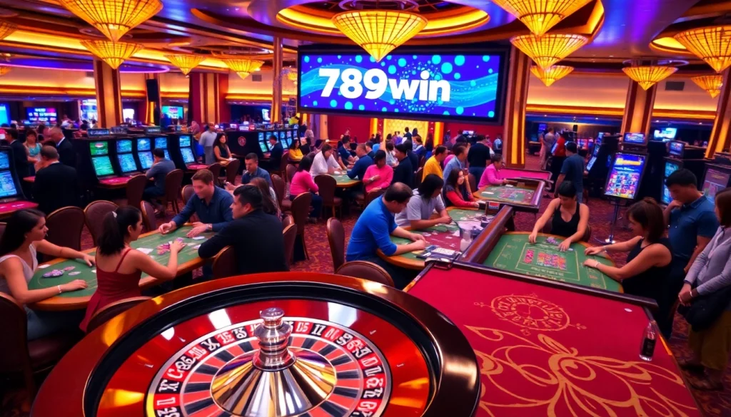Experience thrilling gameplay with the 789win app in a luxurious casino setting.
