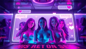 Engaging AI sex chat experience featuring vibrant avatars and interactive elements.