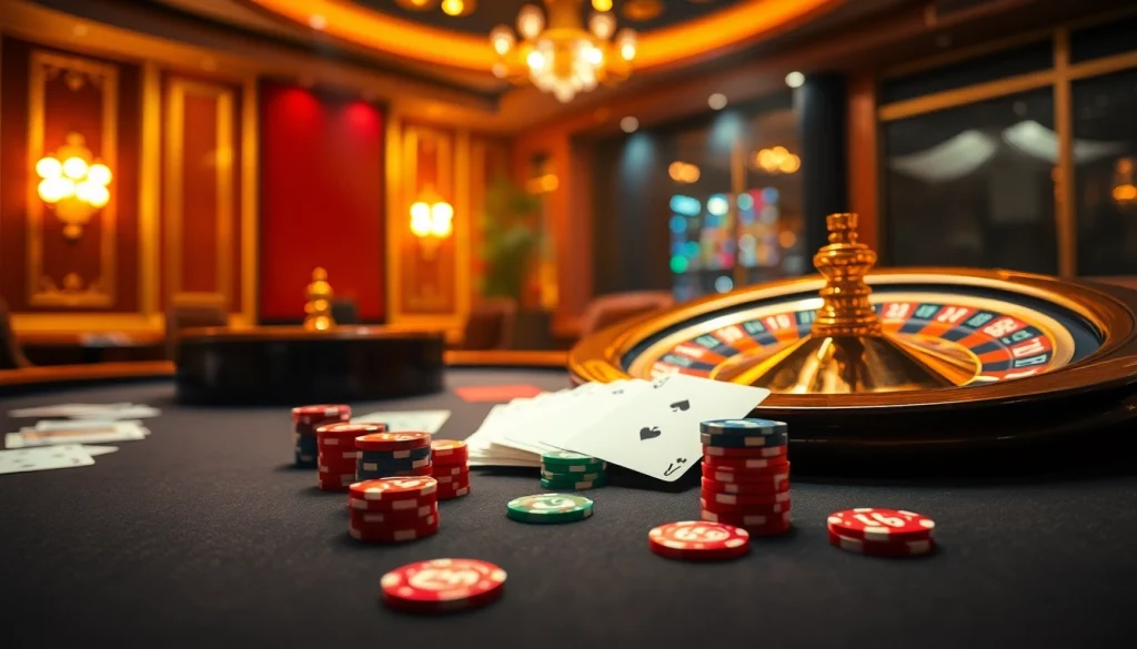 Engage in thrilling gameplay on Trang chủ Hi88 with vibrant casino tables and dynamic poker chips.