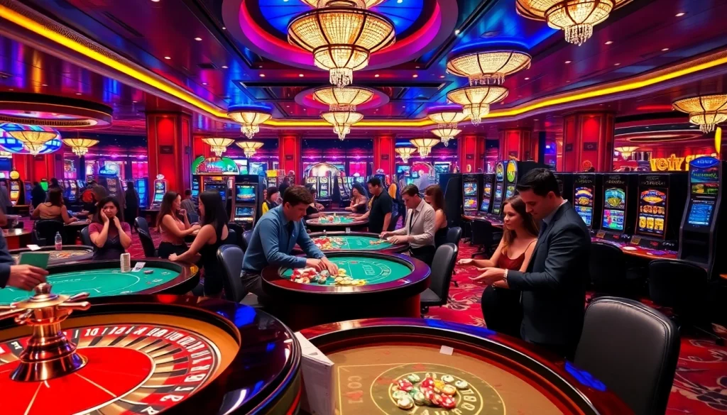 Engaging scene of gamblers at a luxurious casino, highlighting excitement at nhà cái go99.