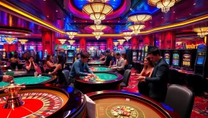 Engaging scene of gamblers at a luxurious casino, highlighting excitement at nhà cái go99.