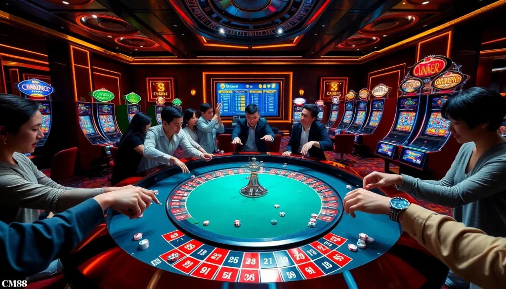 Experience the thrill of casino gaming with CM88 chip stacks and roulette excitement.