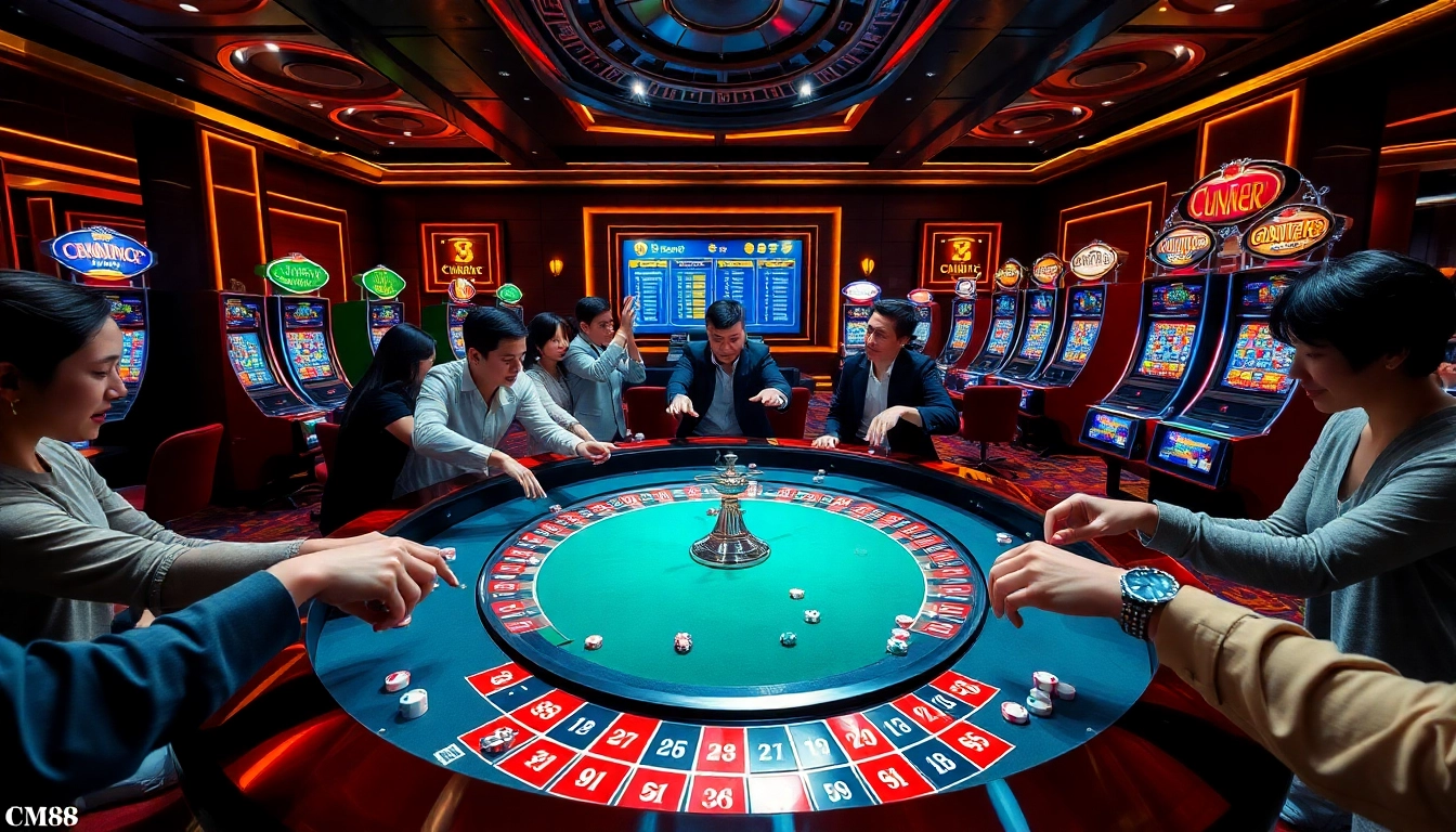 Experience the thrill of casino gaming with CM88 chip stacks and roulette excitement.