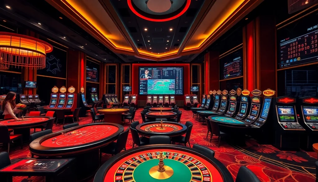 Exciting Luckywin online casino scene with vibrant gaming tables and players.