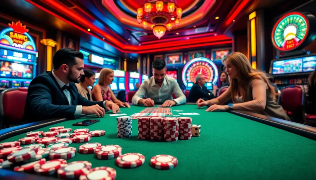 Engaging poker players at a vibrant table, showcasing the thrills of https://99wincasino.com/.