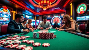 Engaging poker players at a vibrant table, showcasing the thrills of https://99wincasino.com/.