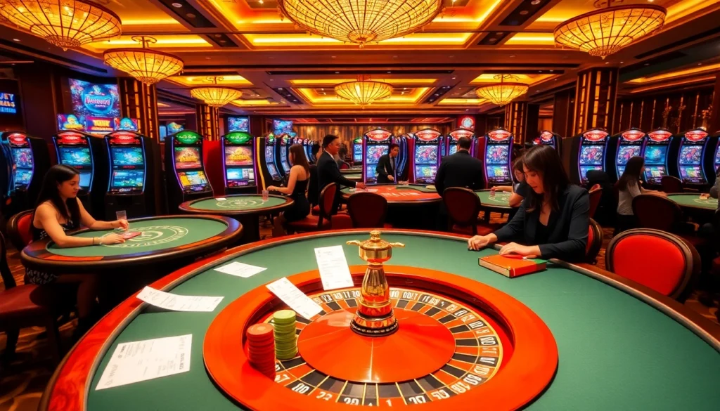 Bet on Kèo Bóng Đá with vibrant casino tables and enthusiastic players.