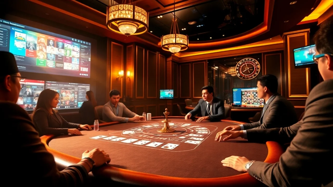 Players enjoying poker and casino games at https://xx88.se.net/ with stylish decor and ambiance.