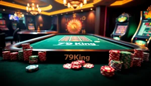 Engaging players in high-stakes action at the 79King casino table with vibrant poker chips.