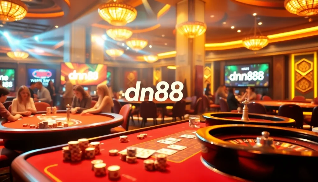 Engaging scene at nhà cái dn88 featuring online poker and vibrant casino elements.