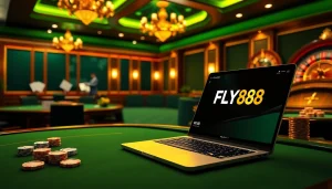 FLY88 đăng nhập screen with vibrant casino gaming elements, inviting rich ambiance.