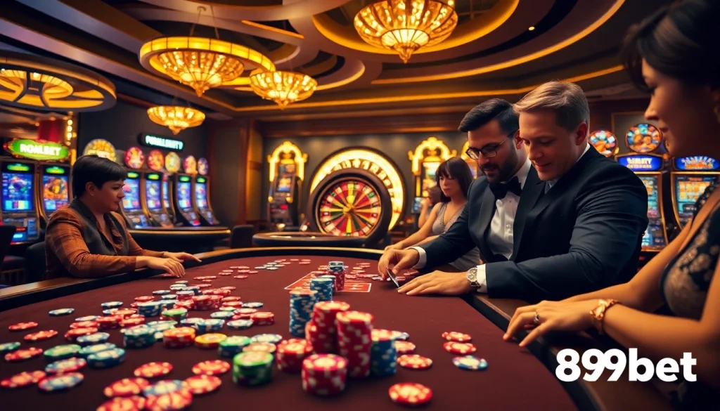 Experience the thrilling atmosphere of 89bet with poker chips and a spinning roulette wheel.