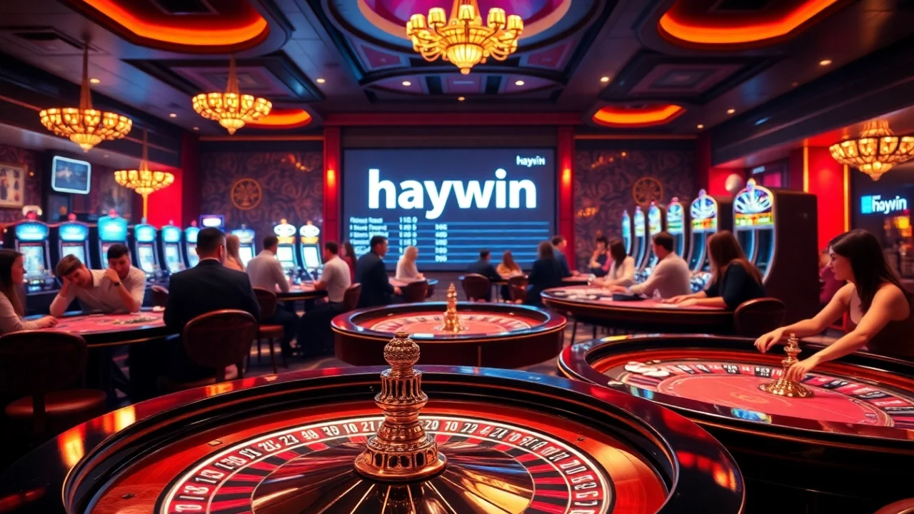 Exciting casino scene showcasing 'haywin' as a top player amidst vibrant games and luxury decor.
