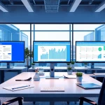 展示正在使用WPS下载的工作空间，配有现代办公元素和数字化生产力工具。