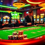 Players enjoy the excitement of GO88 at a vibrant casino table with poker chips and cards.