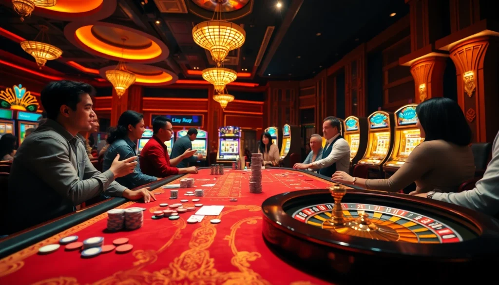 Experience the thrill of Đường link Bet88 at a luxurious casino table with players and games.