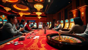 Experience the thrill of Đường link Bet88 at a luxurious casino table with players and games.
