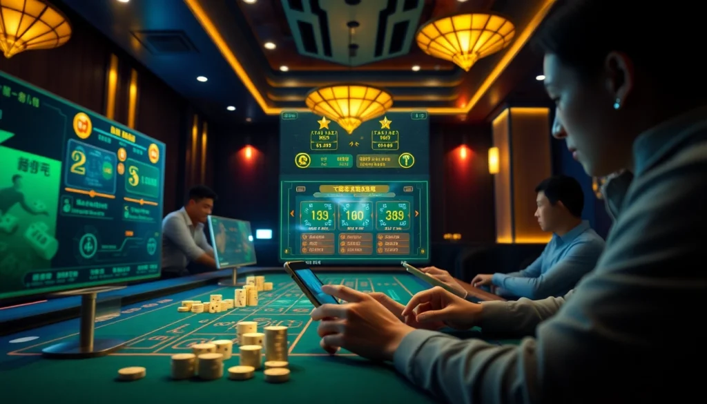 Tài Xỉu MD5 online gaming experience showcasing players engaged with interactive game interfaces on taixiumd5.world.