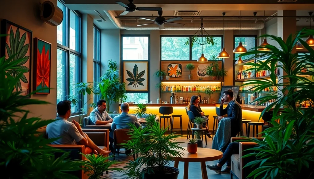 The Corner Cannabis Club Madrid atmosphere featuring cozy seating and vibrant decor.