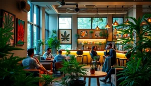 The Corner Cannabis Club Madrid atmosphere featuring cozy seating and vibrant decor.