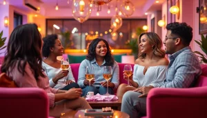 Connecting couples enjoying a vibrant evening showcasing features of OKFUN.COM.