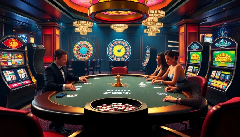SODO casino gaming experience with vibrant tables and luxurious ambiance.