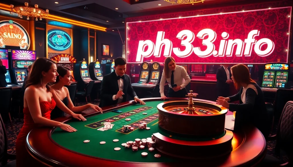 Betting excitement at ph33.info with players engaging at a vibrant casino table.